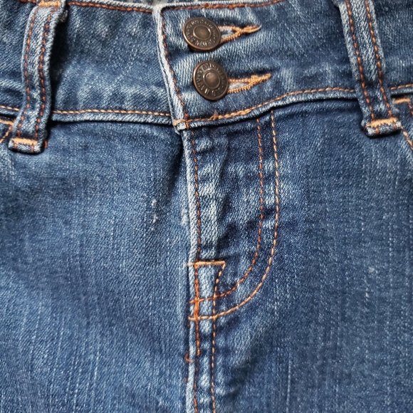 Denim Skirt Blue Women's Size 0 Old Navy Old School Style Double Button Slit - Picture 2 of 6